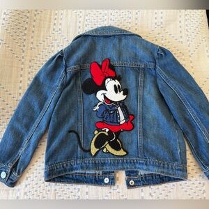GAP + Disney Kids Jean Jacket with Minnie Mouse Patch - Blue and Red